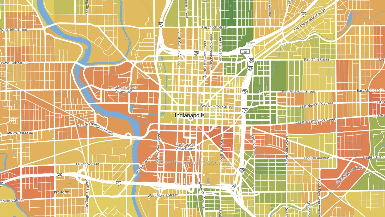 Downtown Indianapolis, Indianapolis, IN block-group voter-turnout map