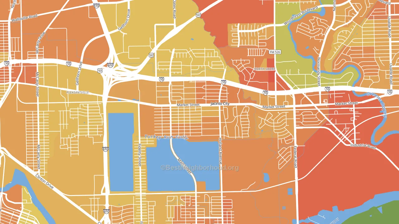Downtown Jacinto City, Jacinto City, TX block-group voter-turnout map