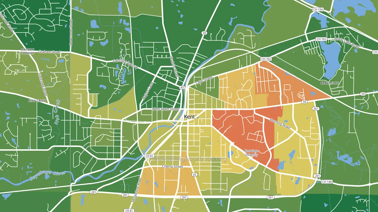 Downtown Kent, Kent, OH block-group voter-turnout map