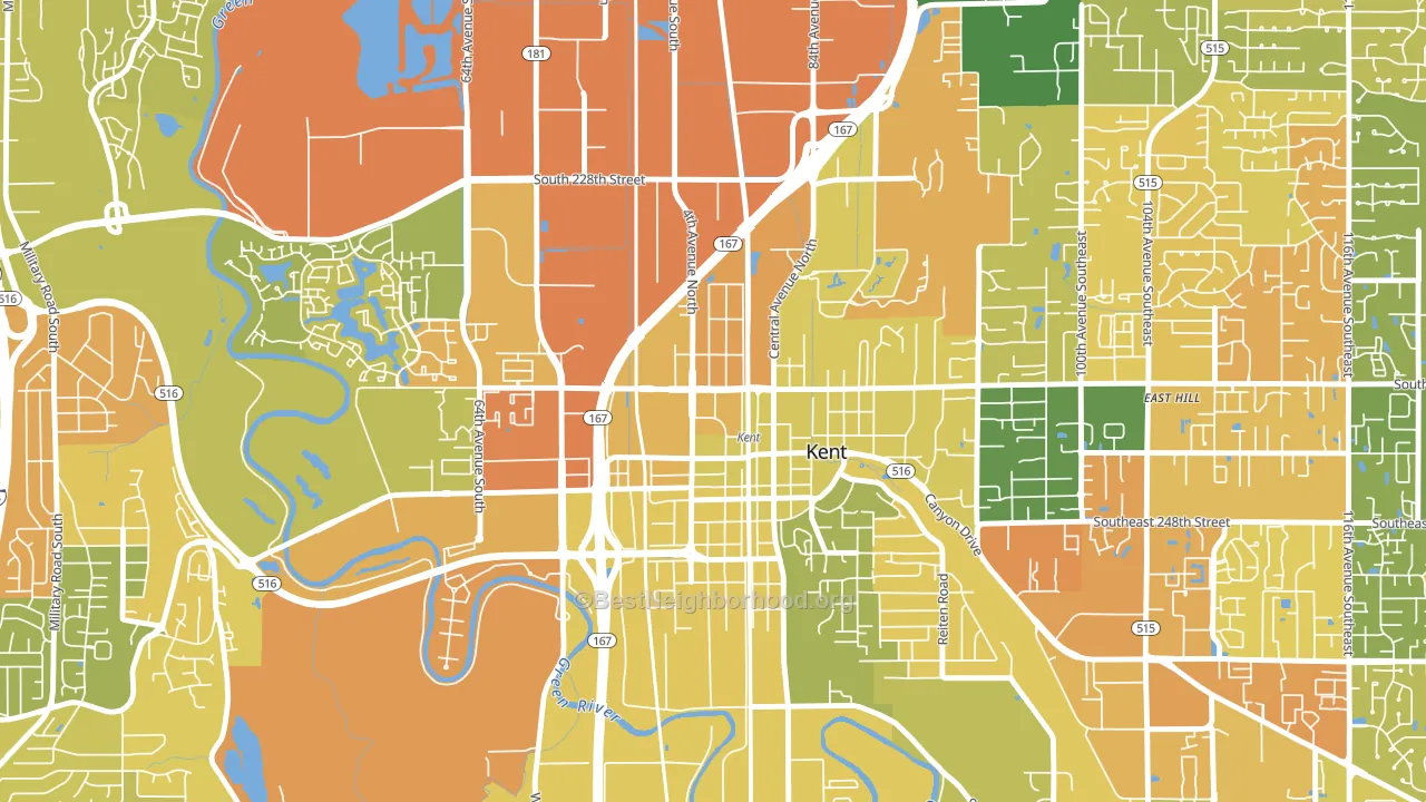 Downtown, Kent, WA block-group voter-turnout map