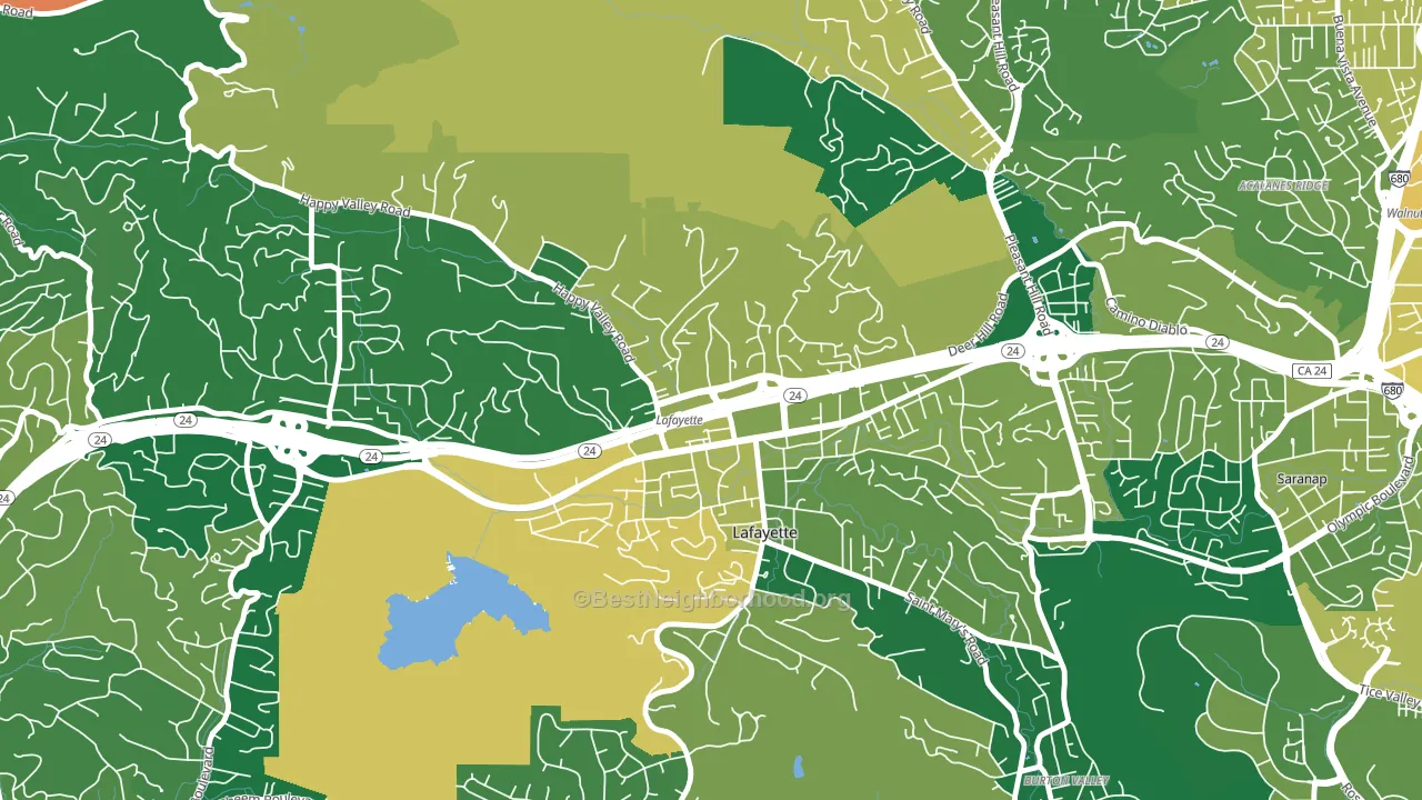 Downtown Lafayette, Lafayette, CA block-group voter-turnout map