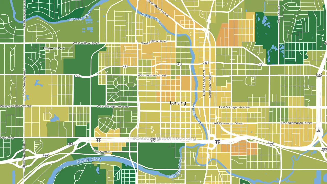 Downtown Lansing, Lansing, MI block-group voter-turnout map
