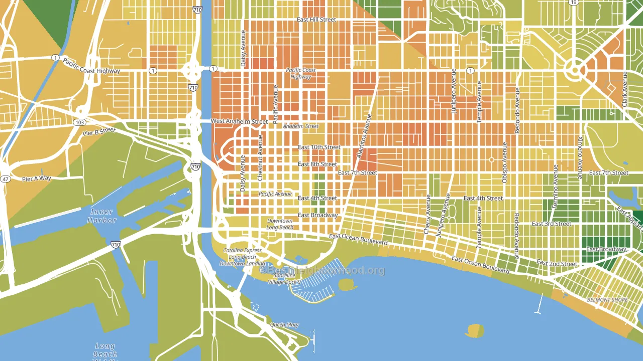 Downtown Long Beach, Long Beach, CA block-group voter-turnout map
