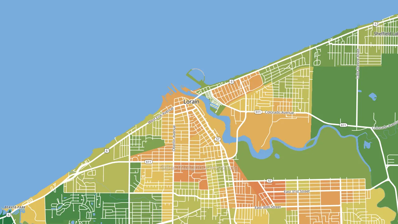Downtown Lorain, Lorain, OH block-group voter-turnout map