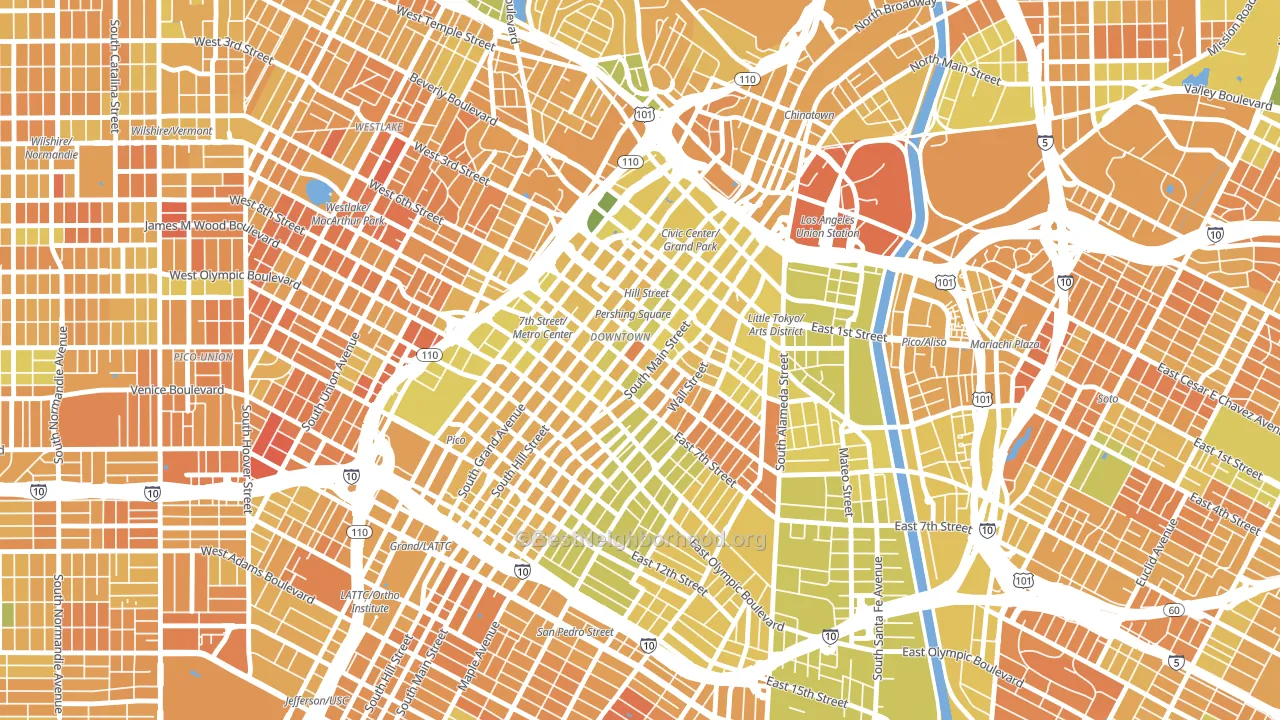 Downtown Los Angeles, Los Angeles, CA block-group voter-turnout map