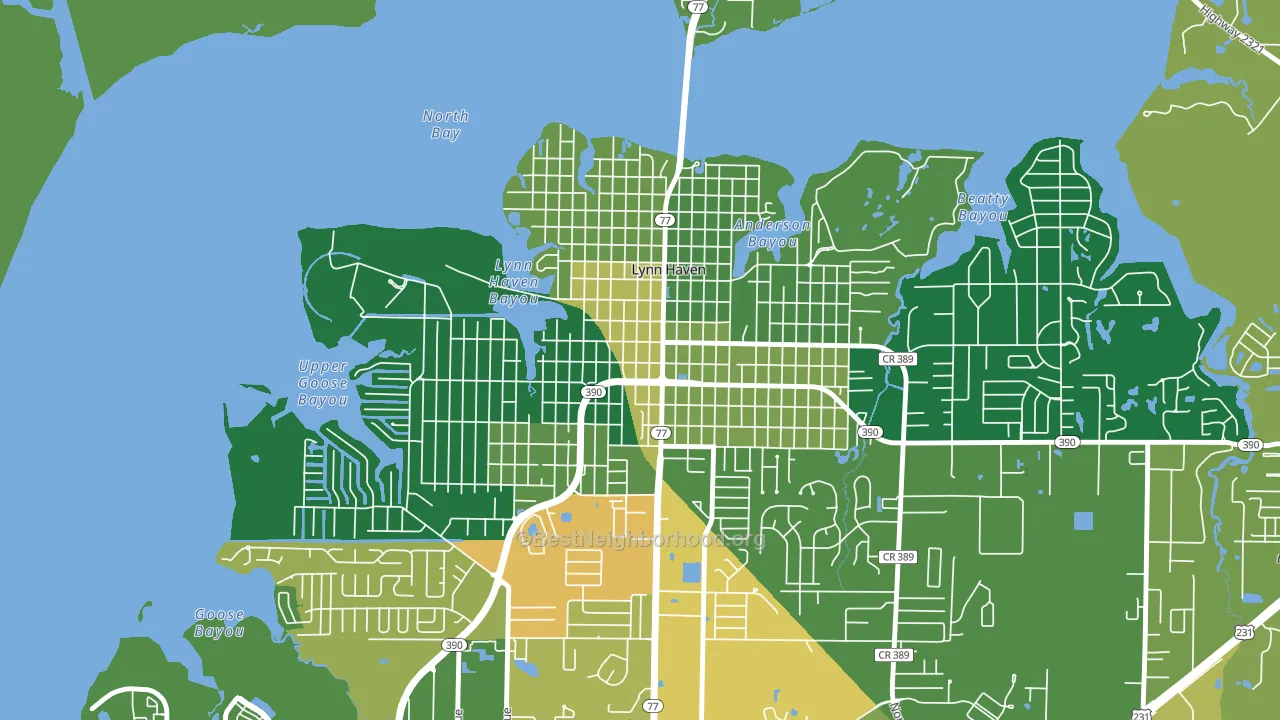 Downtown Lynn Haven, Lynn Haven, FL block-group voter-turnout map