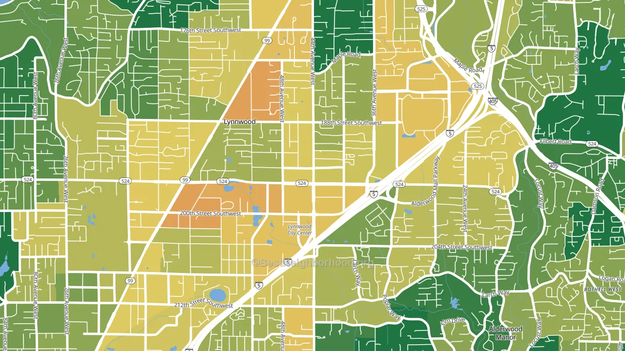 Downtown Lynnwood, Lynnwood, WA block-group voter-turnout map