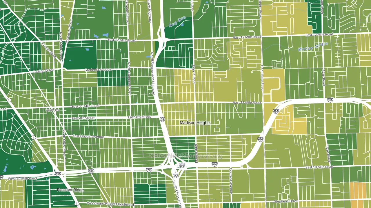 Downtown Madison Heights, Madison Heights, MI block-group voter-turnout map
