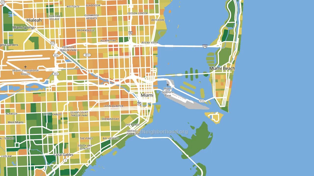 Downtown Miami, Miami, FL block-group voter-turnout map