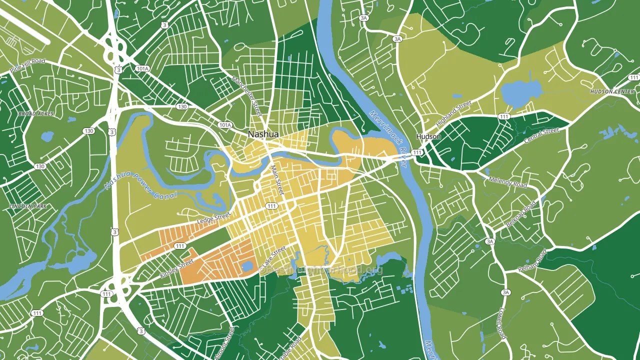 Downtown Nashua, Nashua, NH block-group voter-turnout map