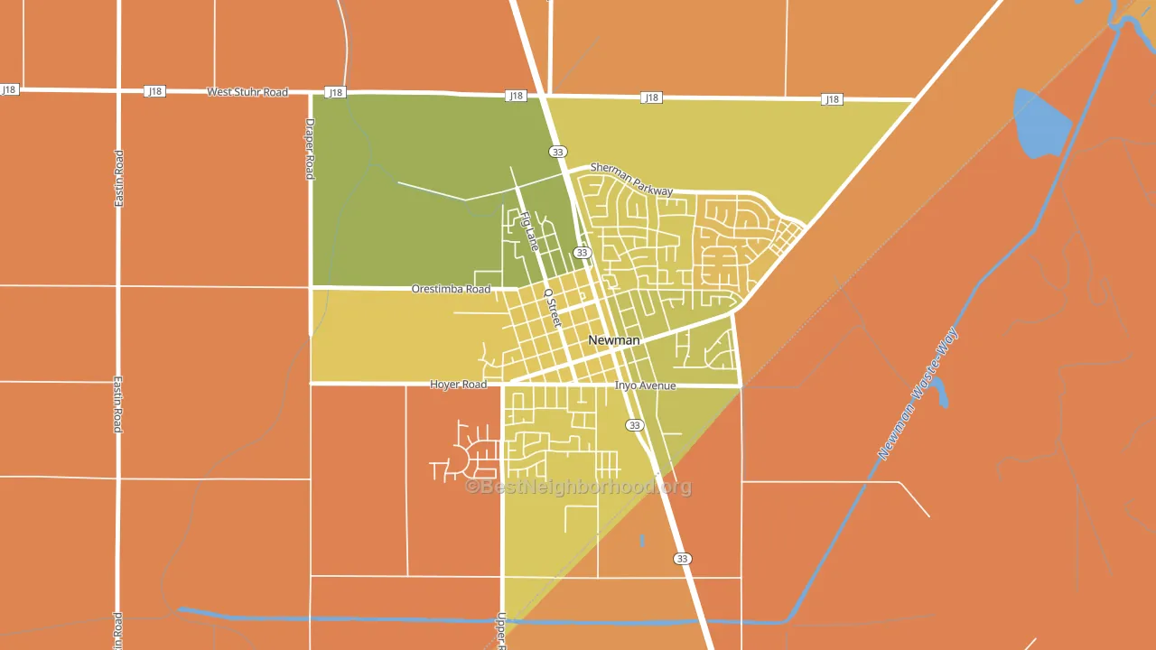 Downtown Newman, Newman, CA block-group voter-turnout map