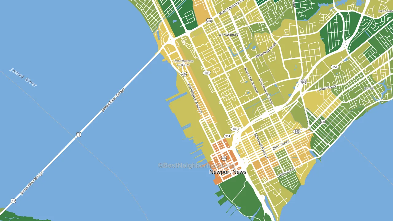 Downtown Newport News, Newport News, VA block-group voter-turnout map