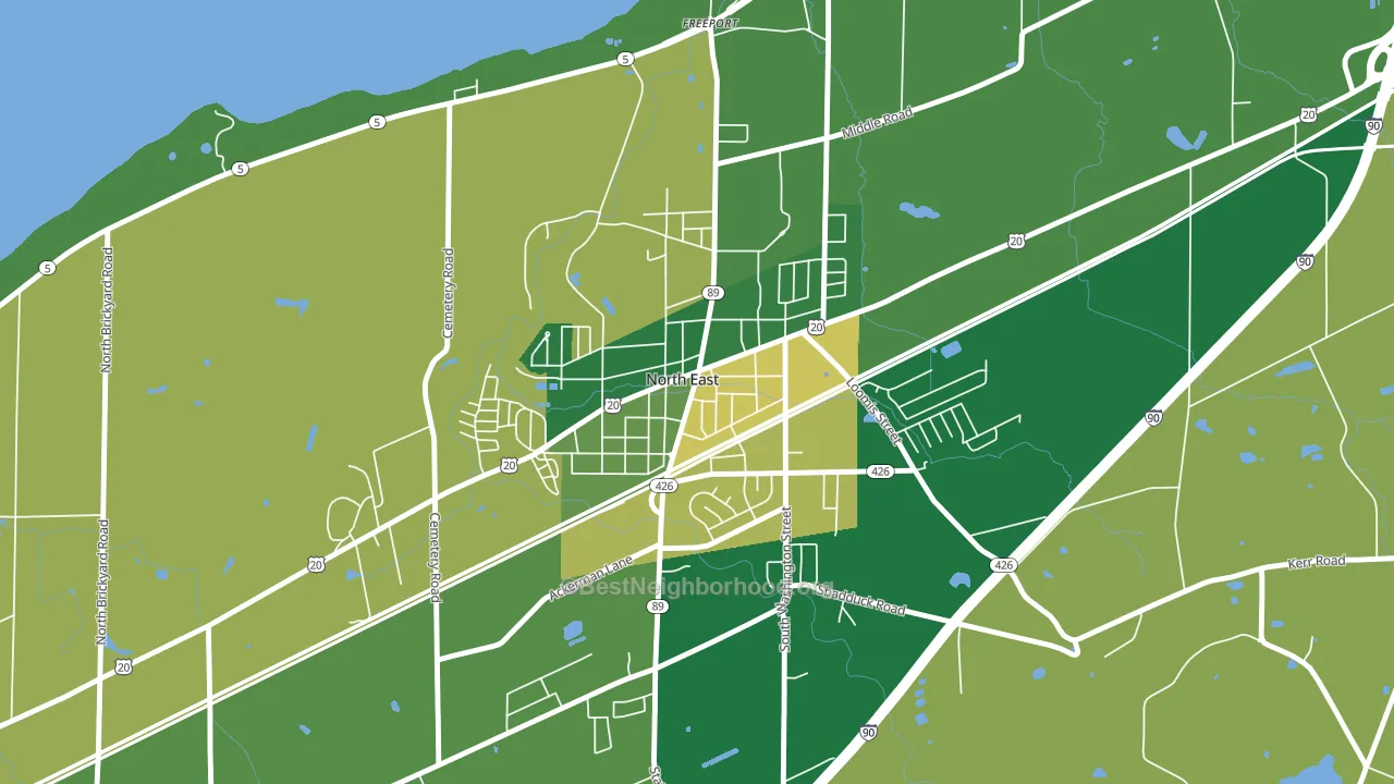 Downtown North East, North East, PA block-group voter-turnout map