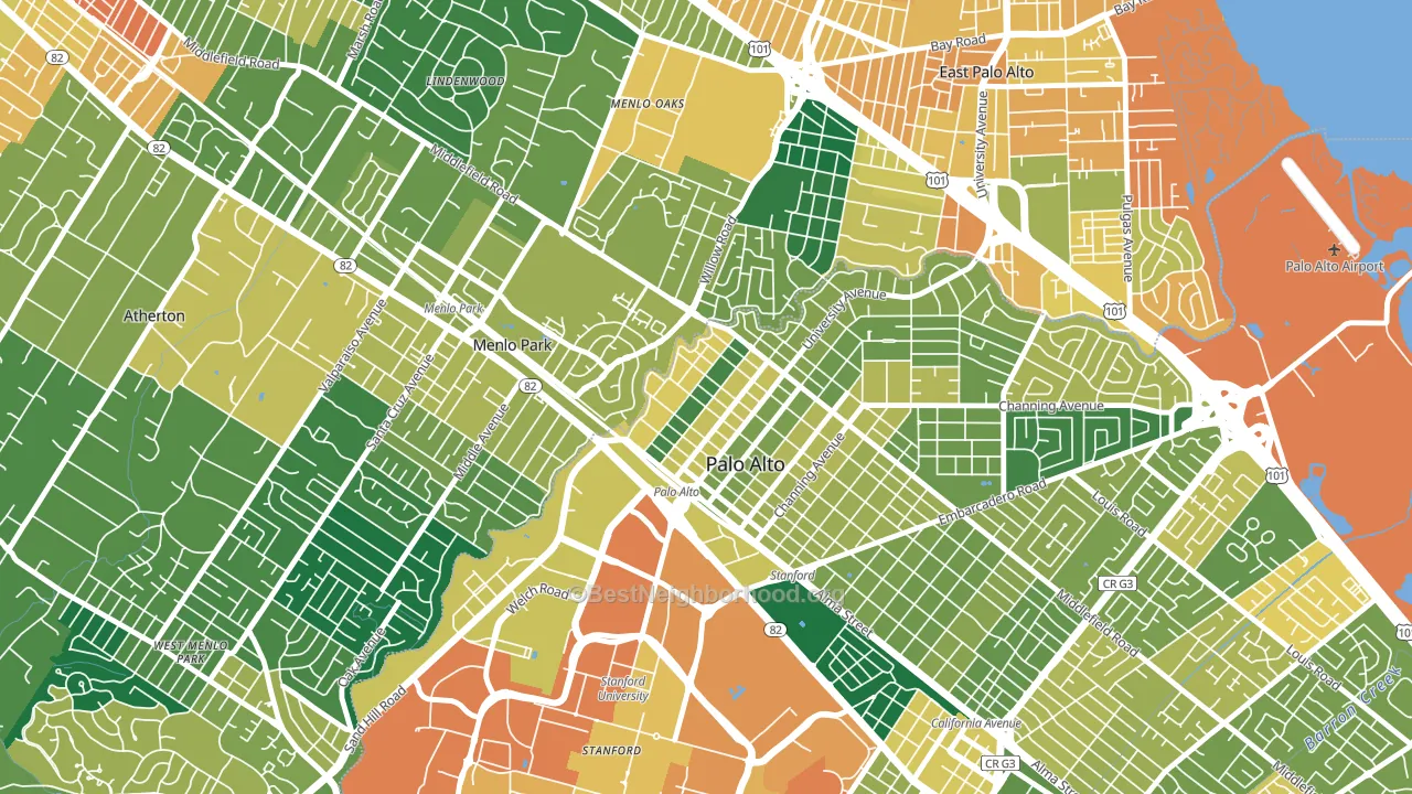 Downtown North San Jose, Palo Alto, CA block-group voter-turnout map