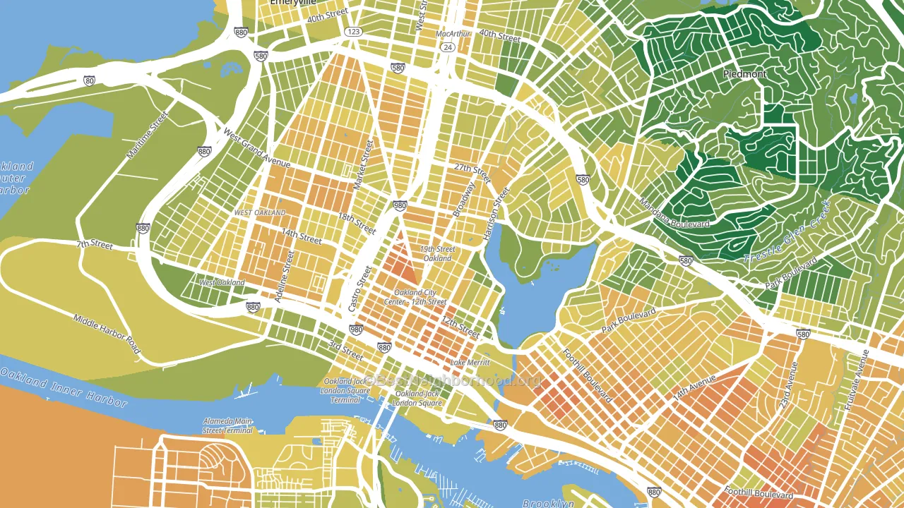Downtown Oakland, Oakland, CA block-group voter-turnout map