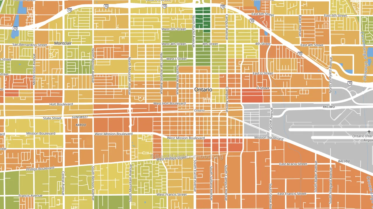 Downtown Ontario, Ontario, CA block-group voter-turnout map