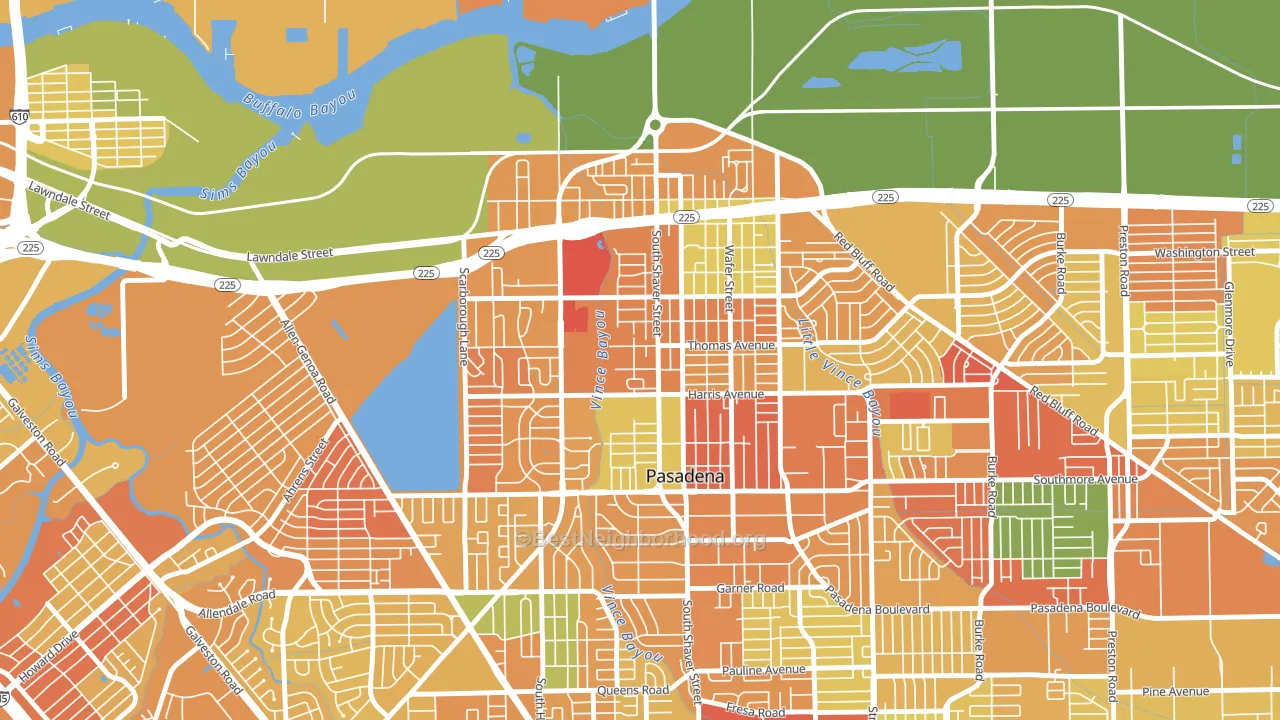 Downtown Pasadena, Pasadena, TX block-group voter-turnout map