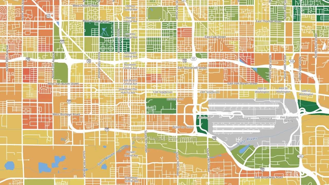 Downtown Phoenix, Phoenix, AZ block-group voter-turnout map