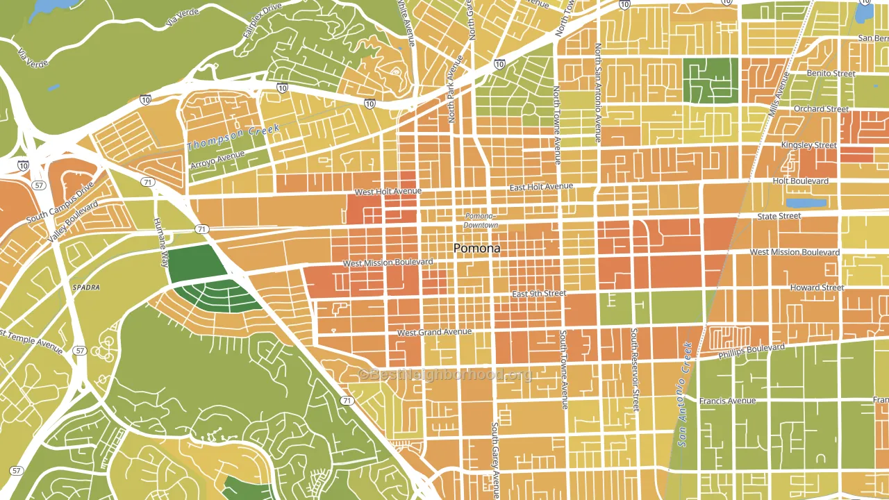 Downtown Pomona, Pomona, CA block-group voter-turnout map