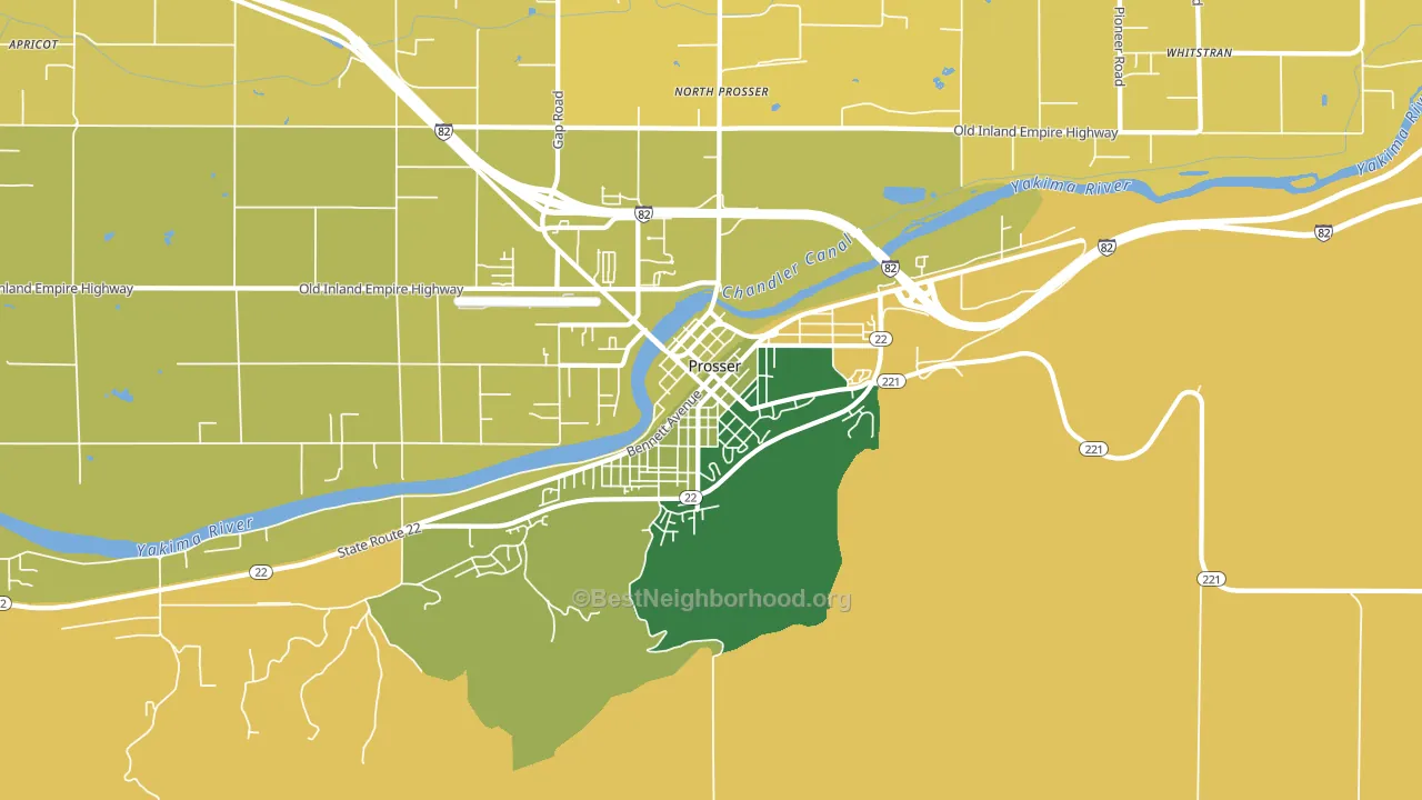 Downtown, Prosser, WA block-group voter-turnout map