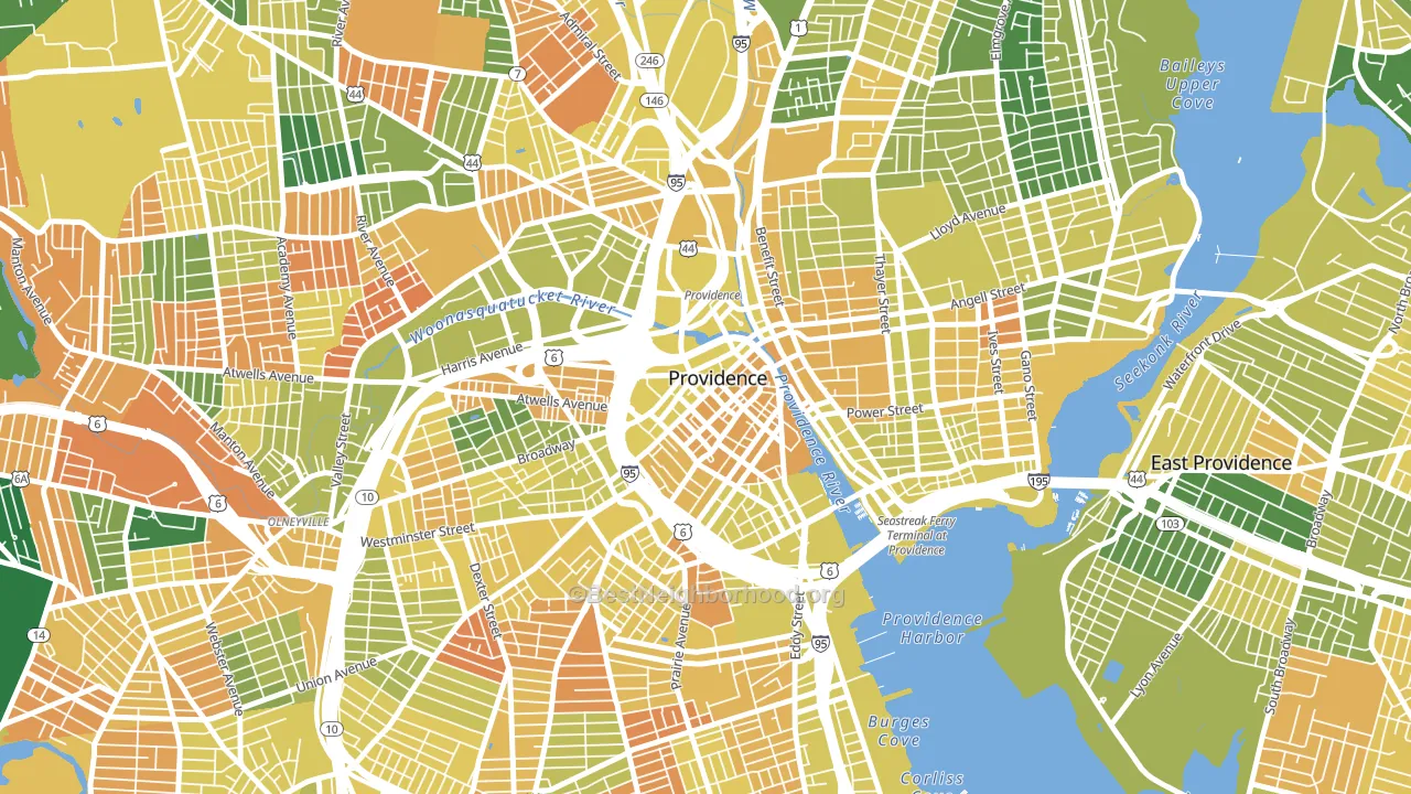Downtown, Providence, RI block-group voter-turnout map