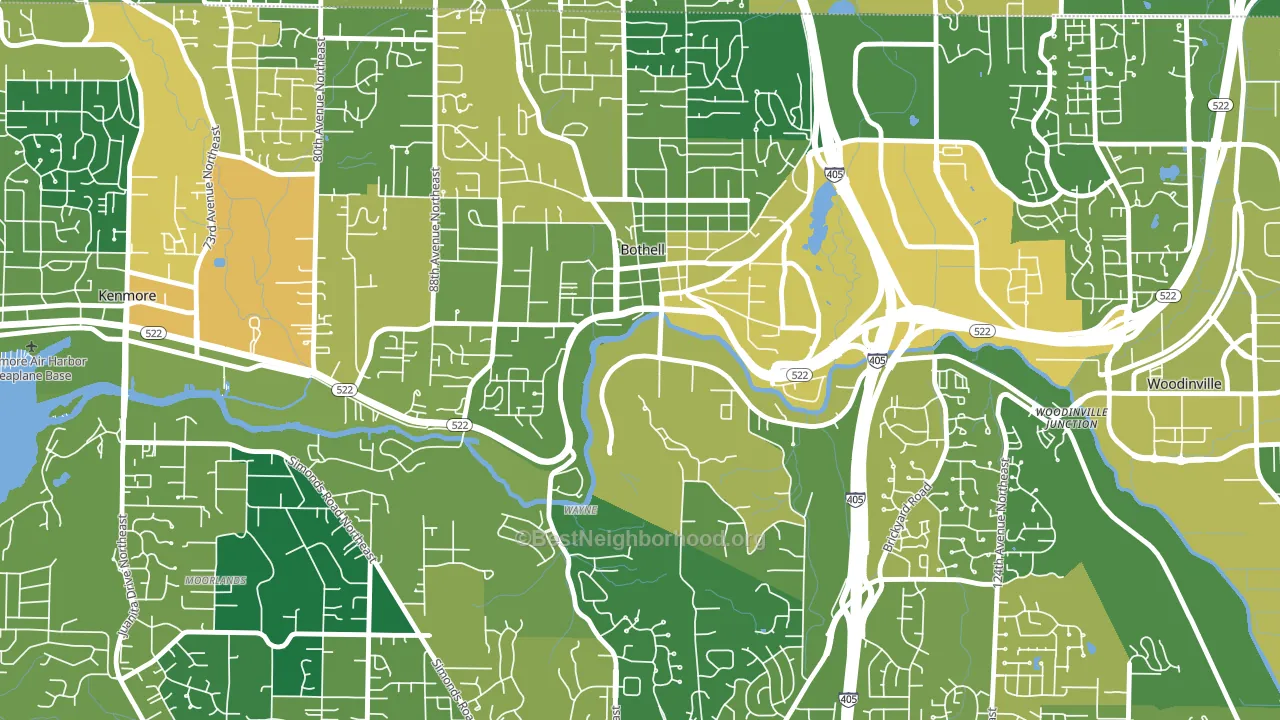 Downtown Riverfront-190th, Bothell, WA block-group voter-turnout map