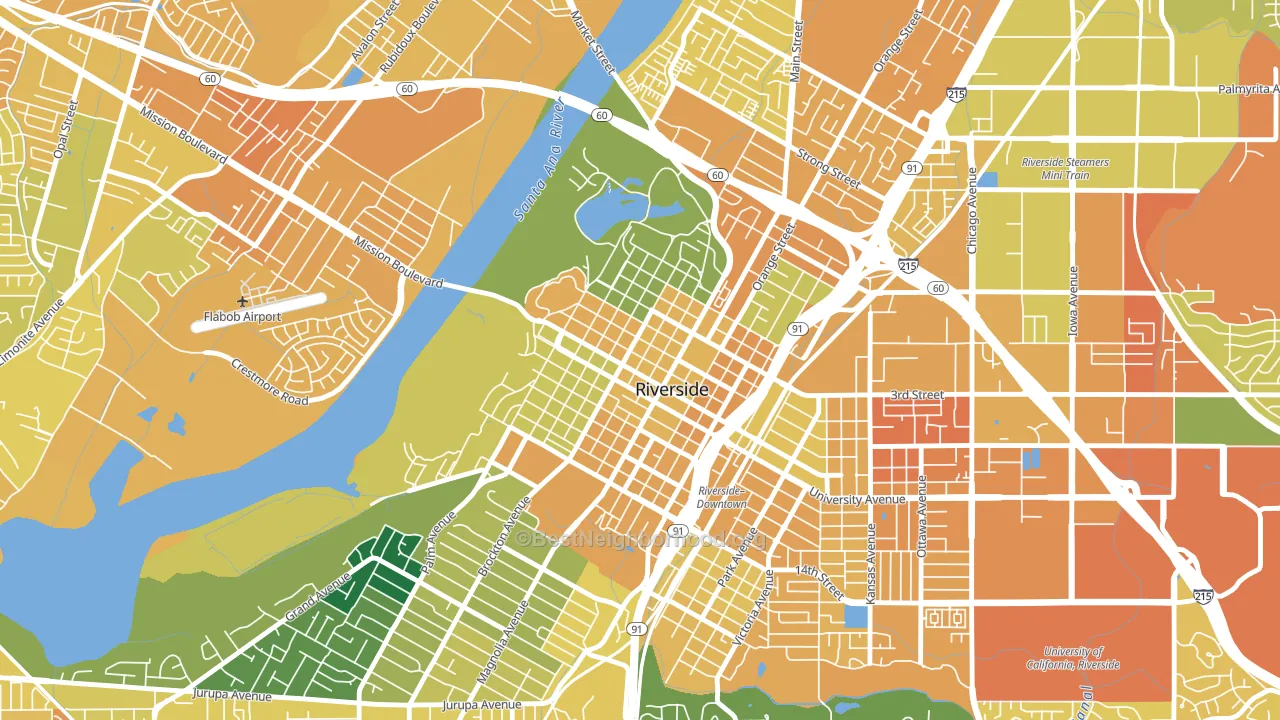 Downtown Riverside, Riverside, CA block-group voter-turnout map