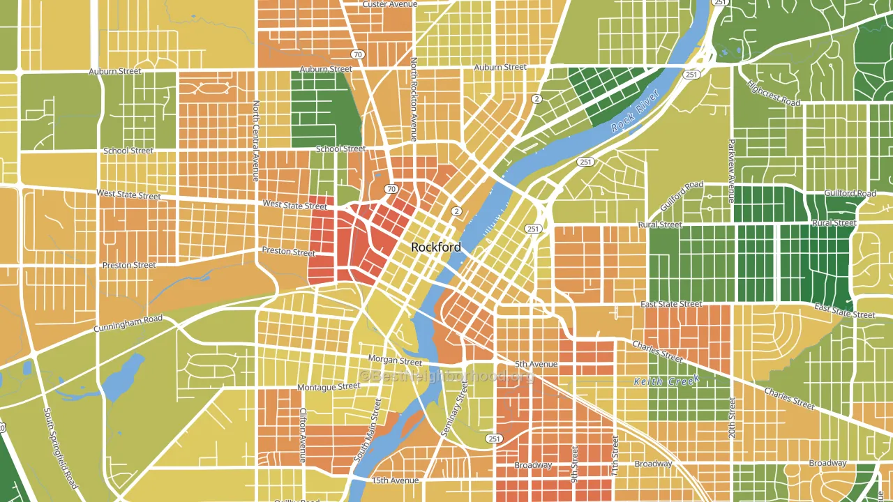 Downtown Rockford, Rockford, IL block-group voter-turnout map