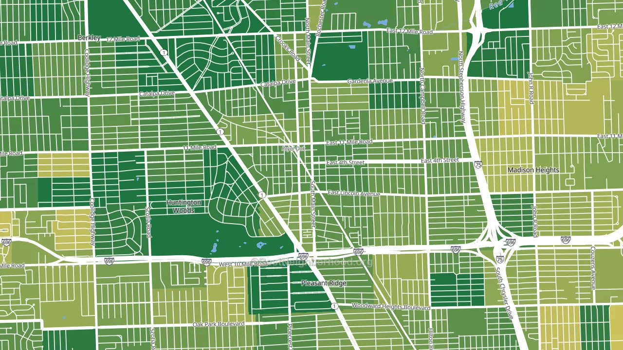 Downtown Royal Oak, Royal Oak, MI block-group voter-turnout map