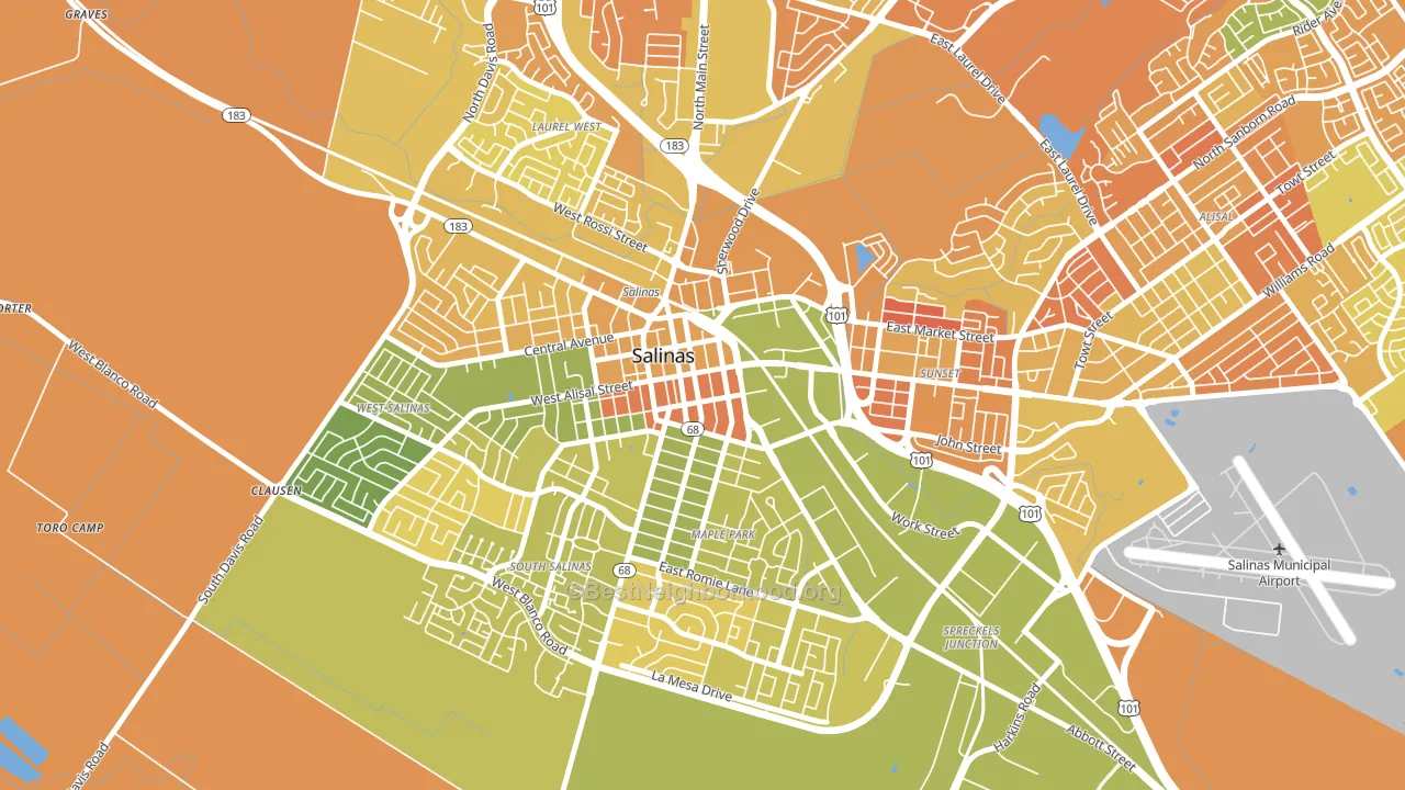Downtown Salinas, Salinas, CA block-group voter-turnout map