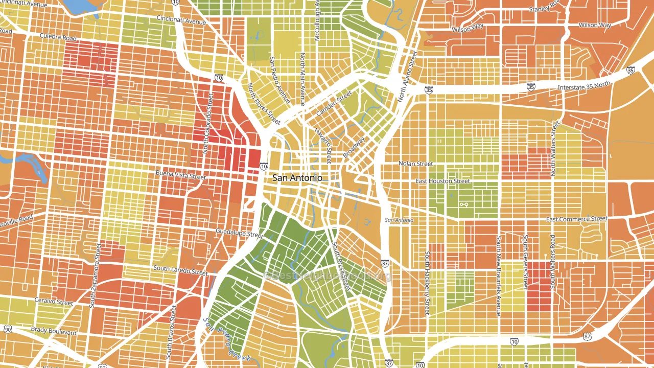 Downtown San Antonio, San Antonio, TX block-group voter-turnout map