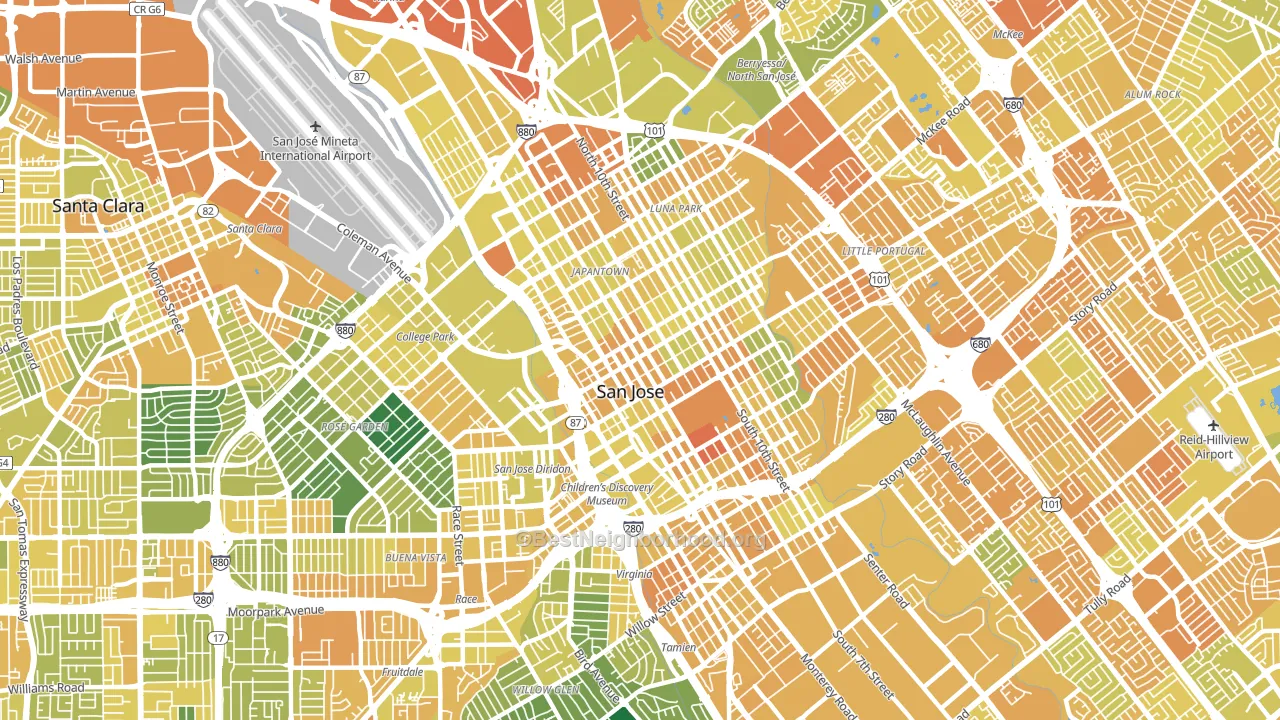 Downtown San Jose, San Jose, CA block-group voter-turnout map