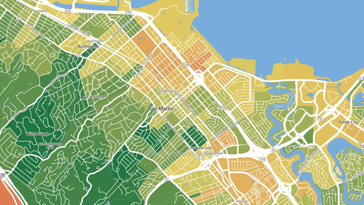 Downtown San Mateo, San Mateo, CA block-group voter-turnout map