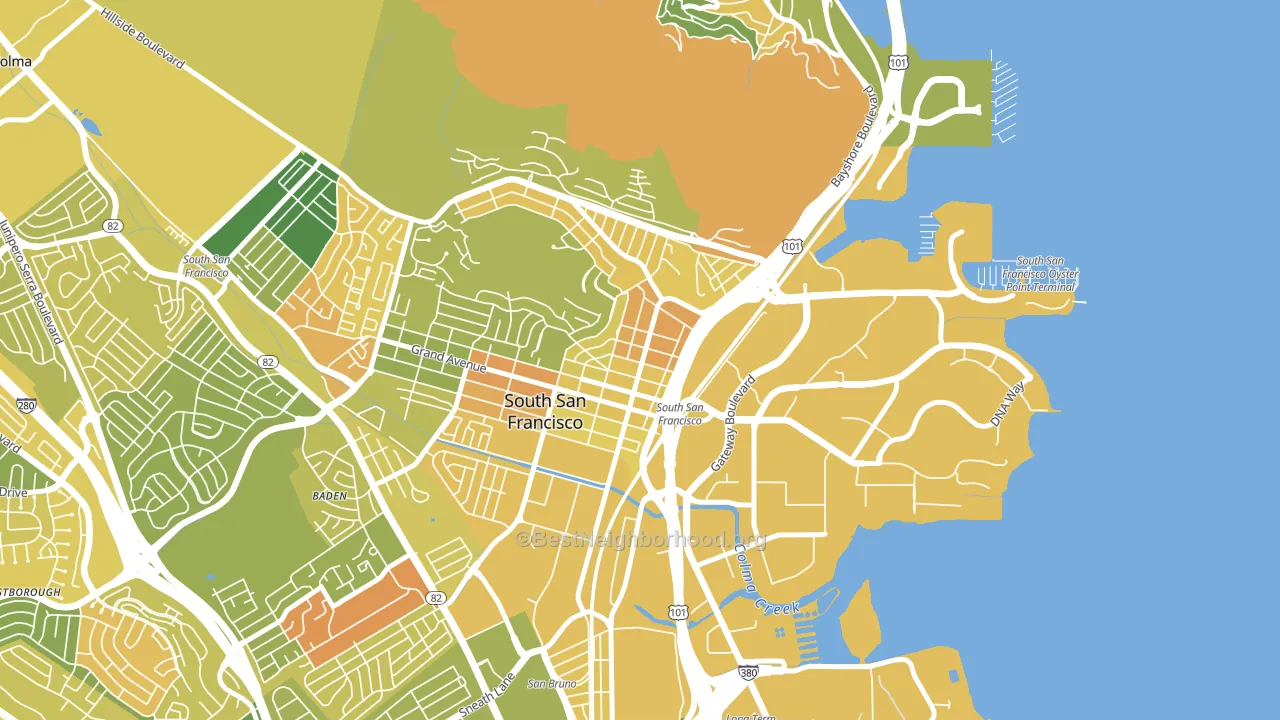 Downtown South San Francisco, South San Francisco, CA block-group voter-turnout map