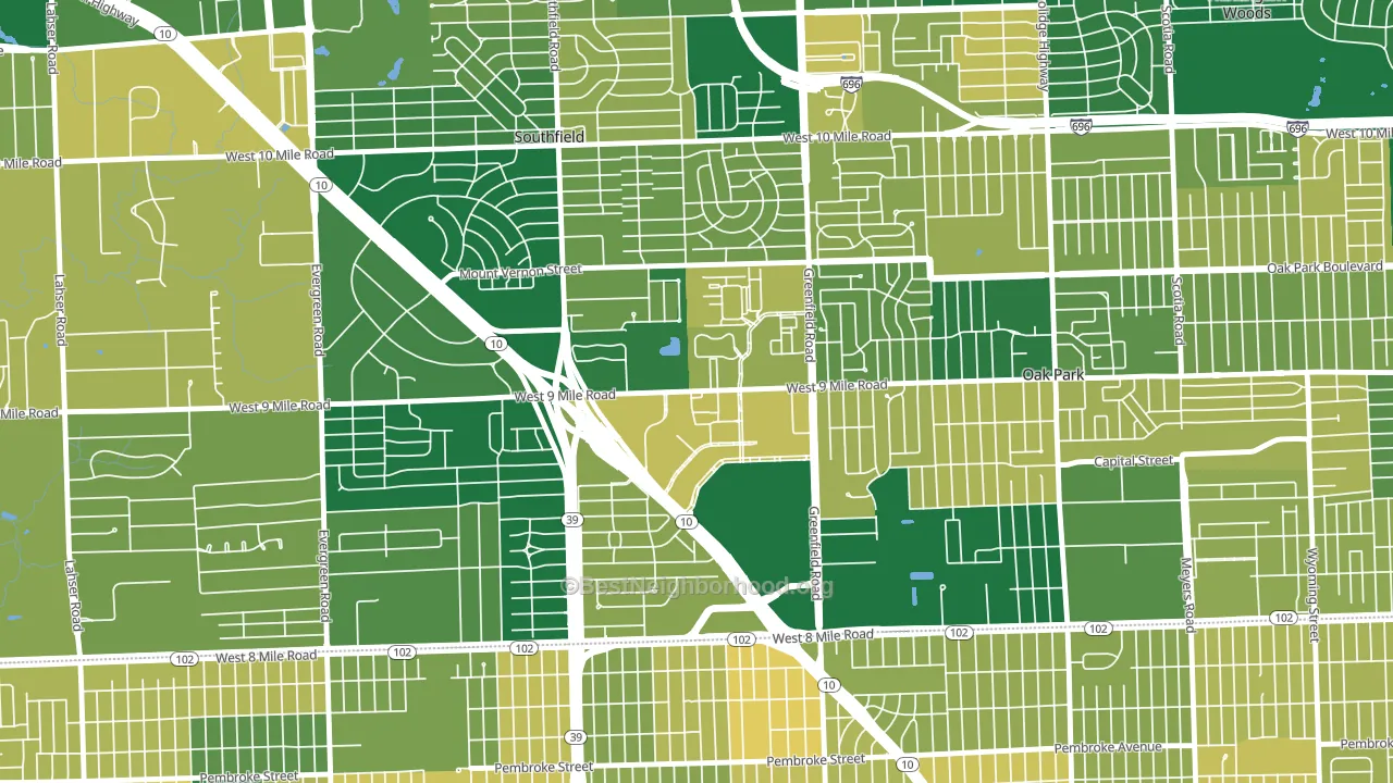 Downtown Southfield, Southfield, MI block-group voter-turnout map
