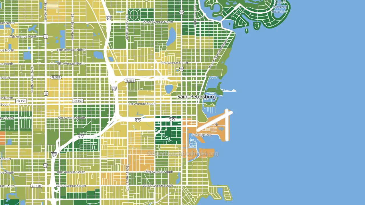 Downtown St Petersburg, St. Petersburg, FL block-group voter-turnout map