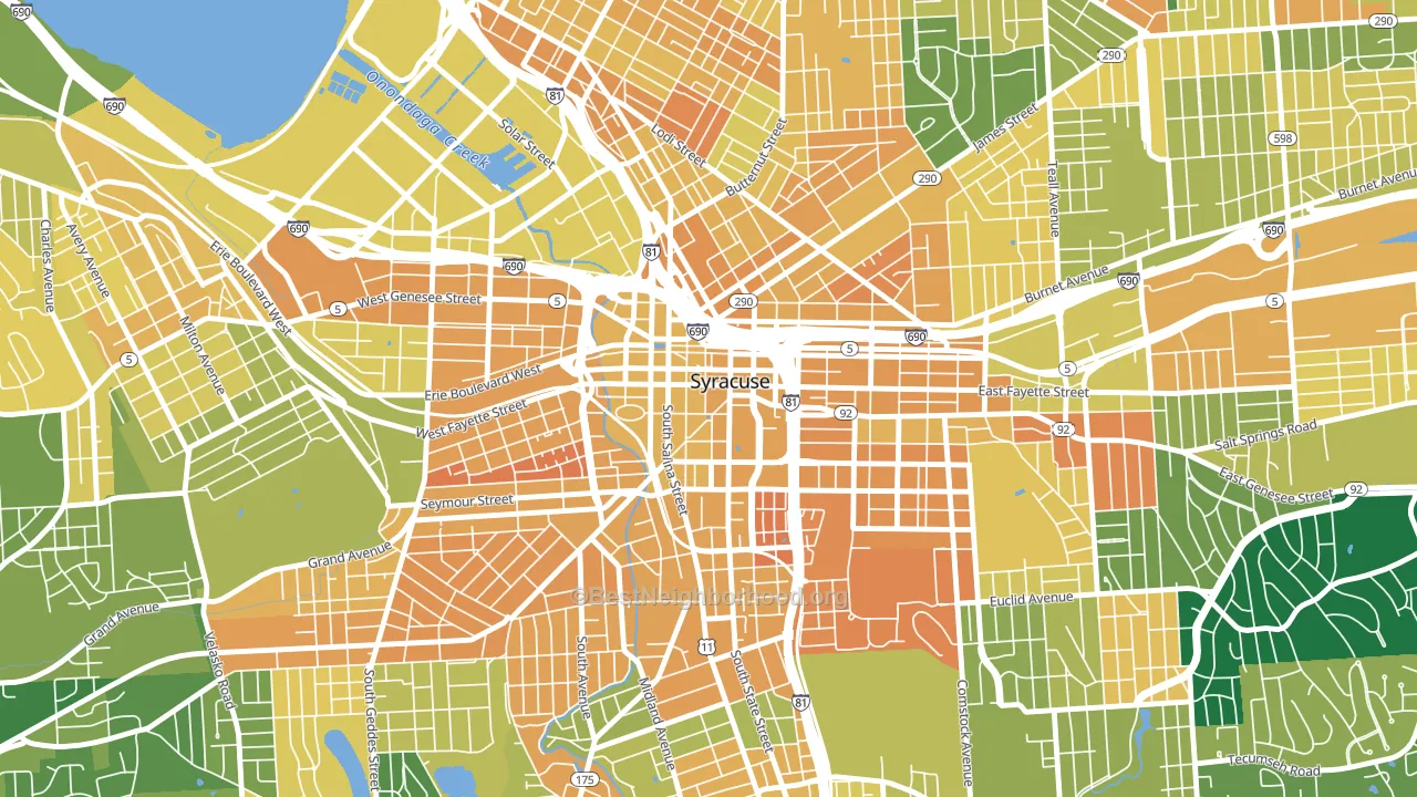 Downtown Syracuse, Syracuse, NY block-group voter-turnout map