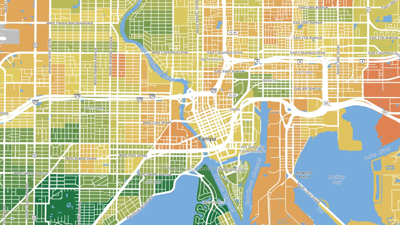 Downtown Tampa, Tampa, FL block-group voter-turnout map
