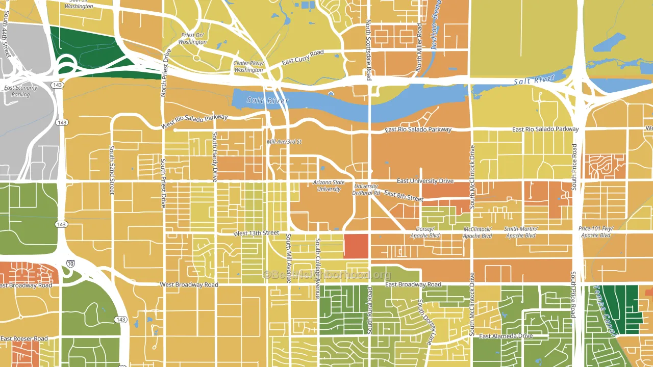 Downtown Tempe, Tempe, AZ block-group voter-turnout map