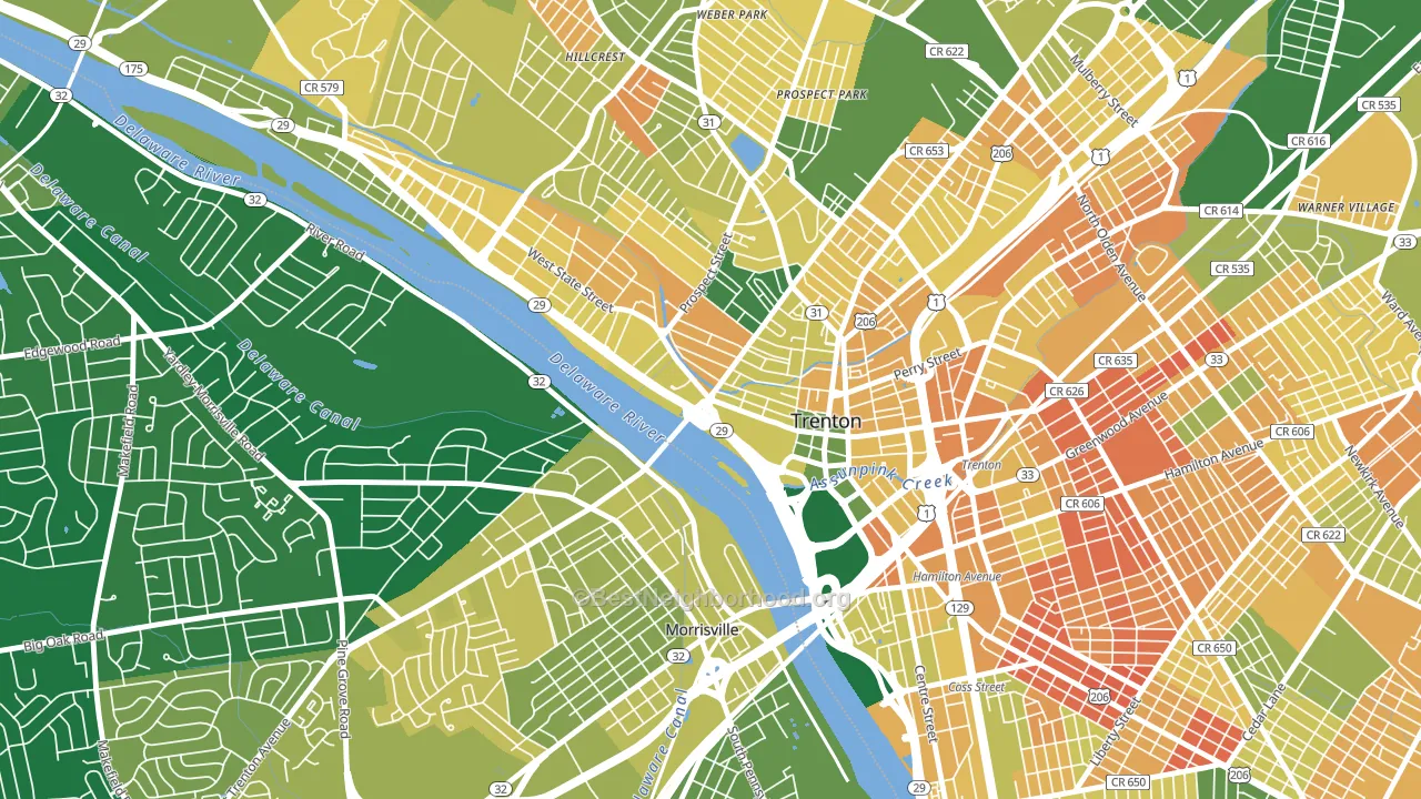 Downtown Trenton, Trenton, NJ block-group voter-turnout map