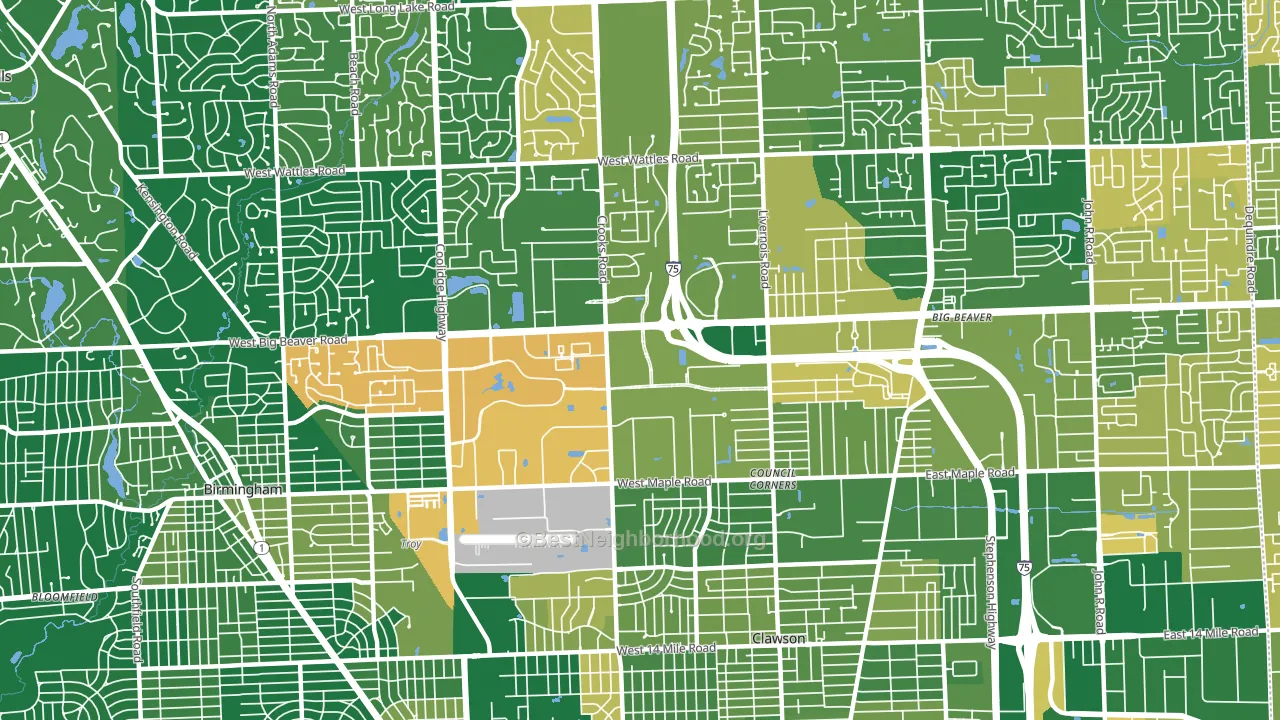Downtown Troy, Troy, MI block-group voter-turnout map