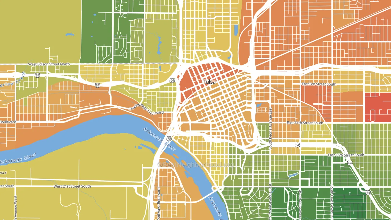 Downtown Tulsa, Tulsa, OK block-group voter-turnout map
