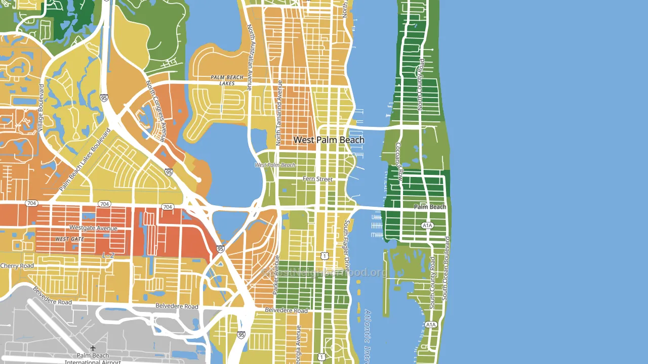 Downtown West Palm Beach, West Palm Beach, FL block-group voter-turnout map