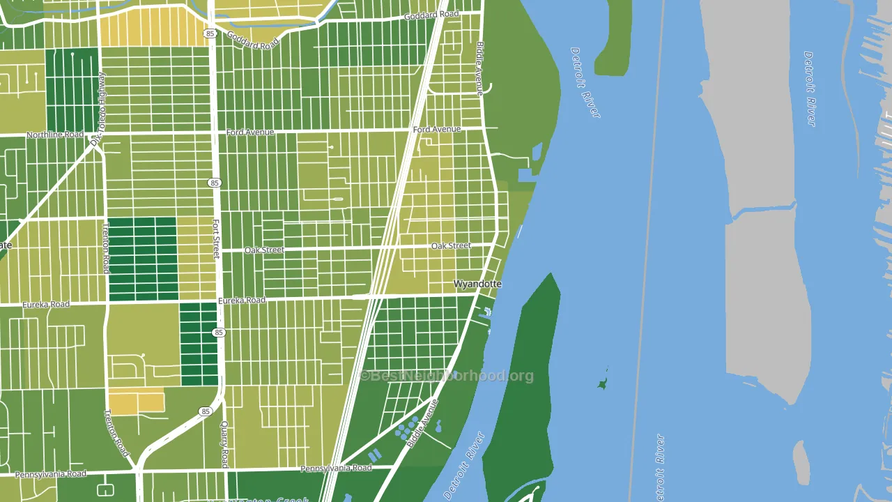 Downtown Wyandotte, Wyandotte, MI block-group voter-turnout map