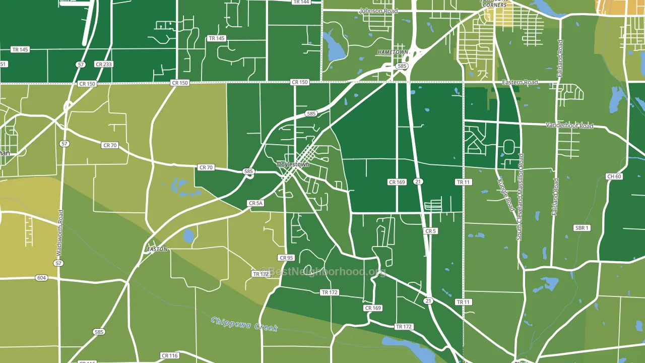 Doylestown, OH block-group voter-turnout map