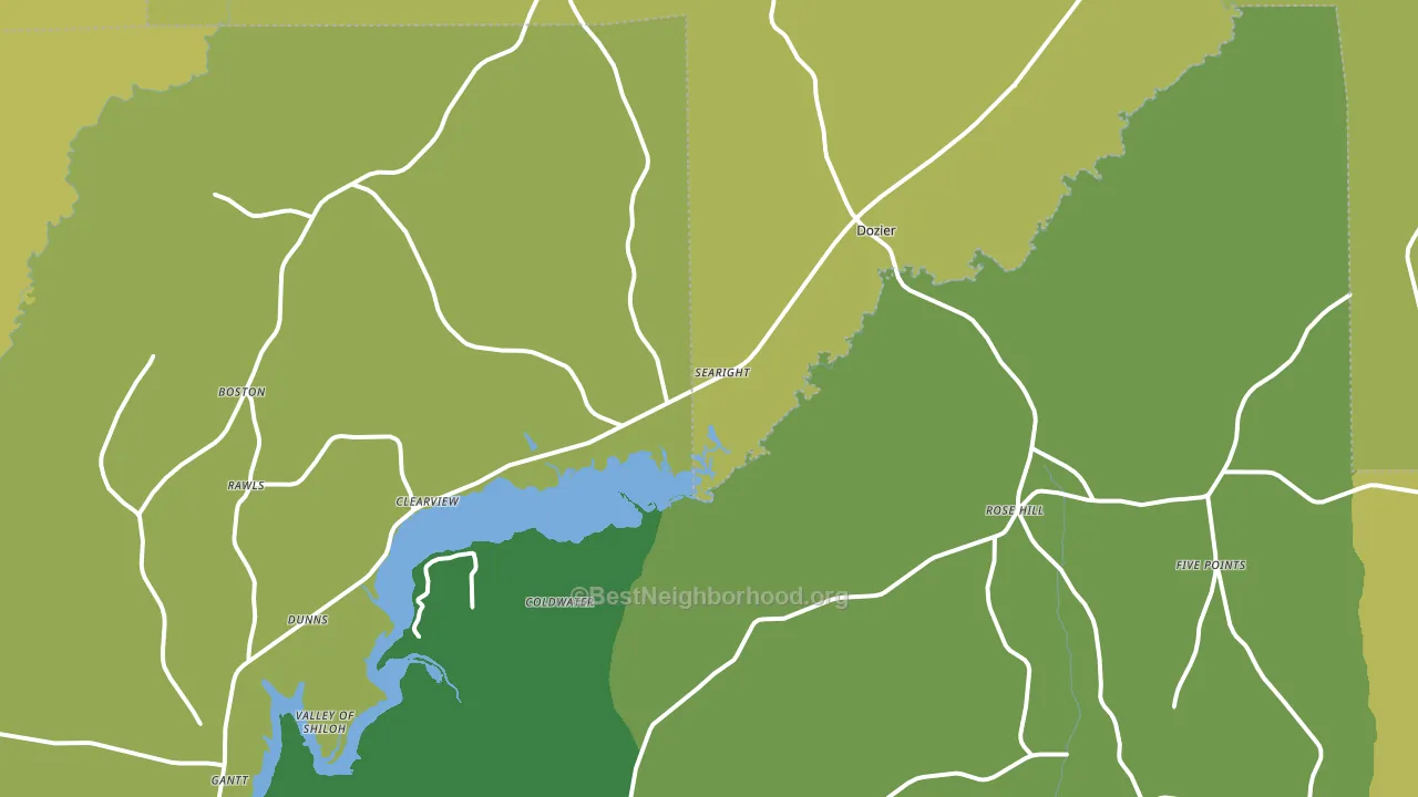 Dozier, AL block-group voter-turnout map