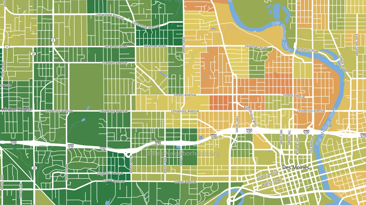 Drake, Des Moines, IA block-group voter-turnout map