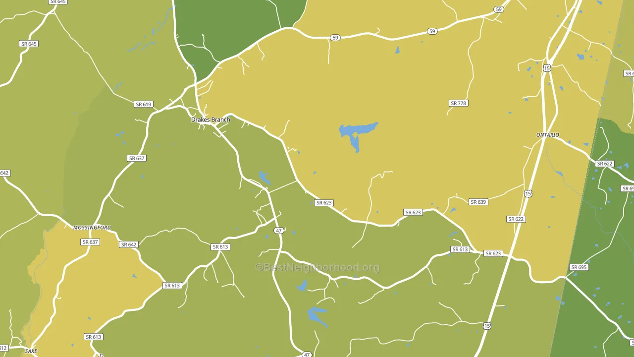 Drakes Branch, VA block-group voter-turnout map