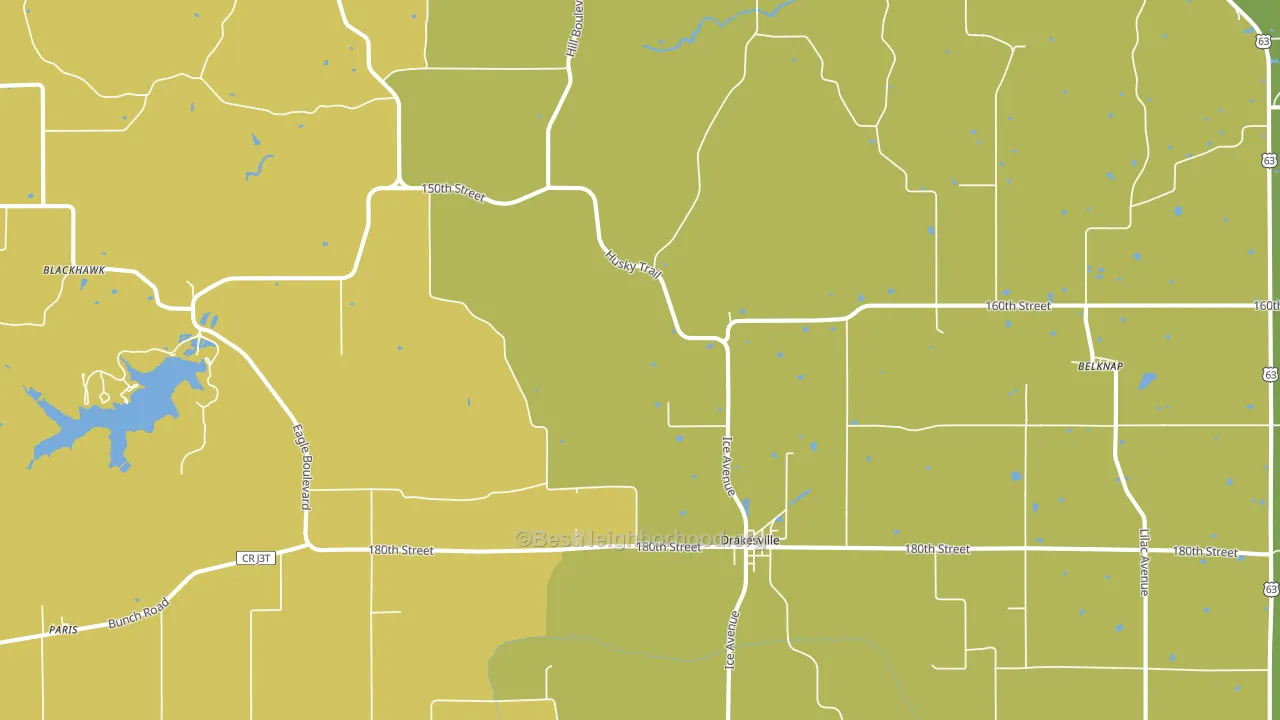 Drakesville, IA block-group voter-turnout map