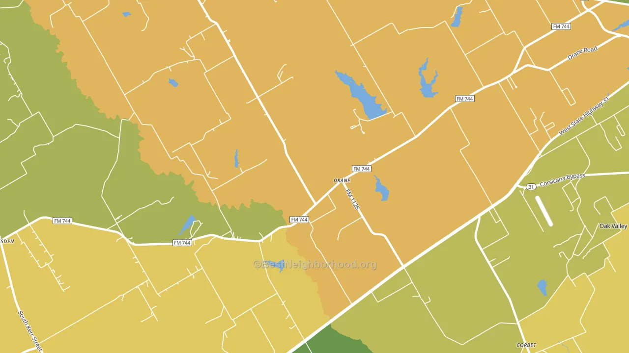 Drane, TX block-group voter-turnout map